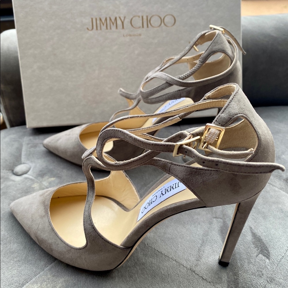 Jimmy Choo grey suede heels